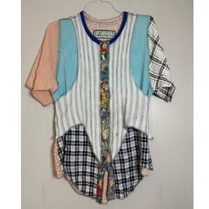 Nothing Matches Mix Matched Patchwork Short Sleeve Button Up Shirt
